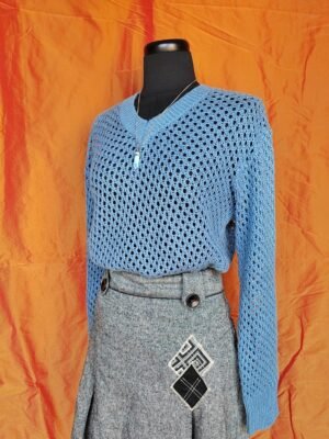 Pull bleu ajouré - T36