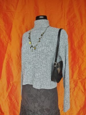 Pull col roulé gris - T38/40