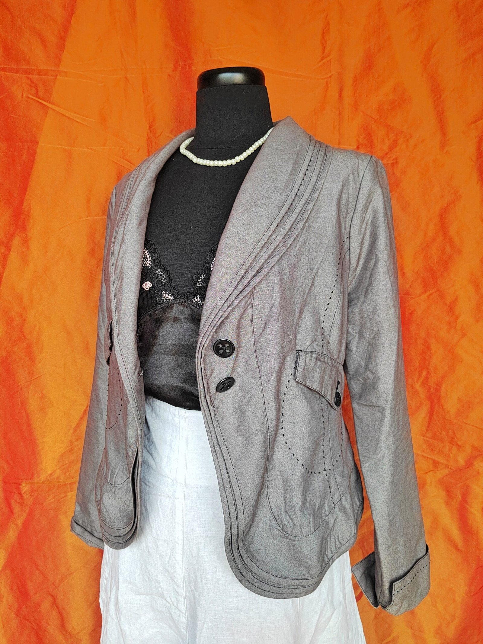 Blazer court gris irisé - T40/42