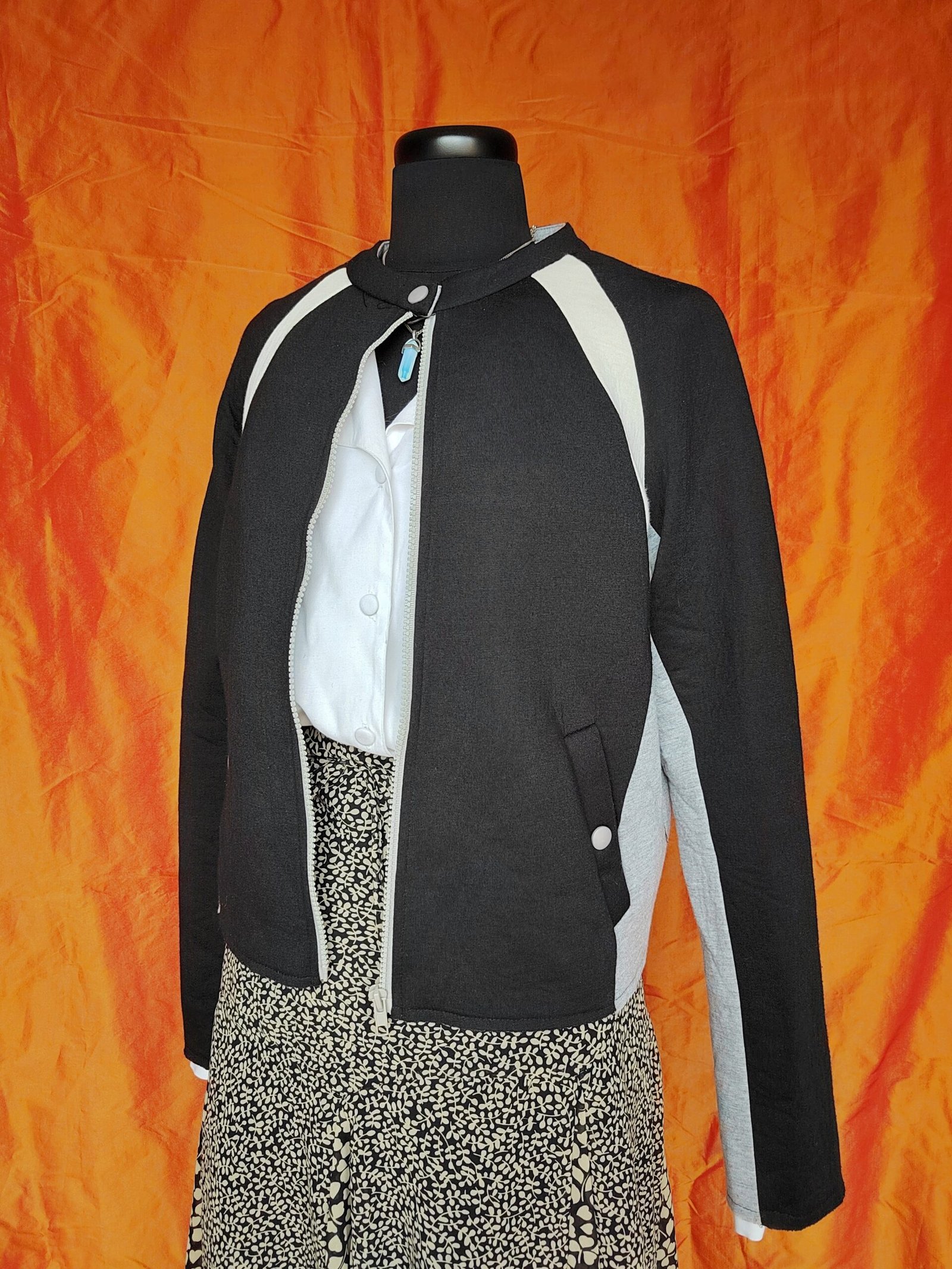 Veste molletonnée noire style motard - T40/42