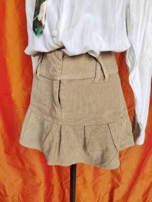 Mini-jupe beige en velours côtelé - T36