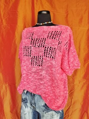 Pull rose en maille ajourée - T44/46/48