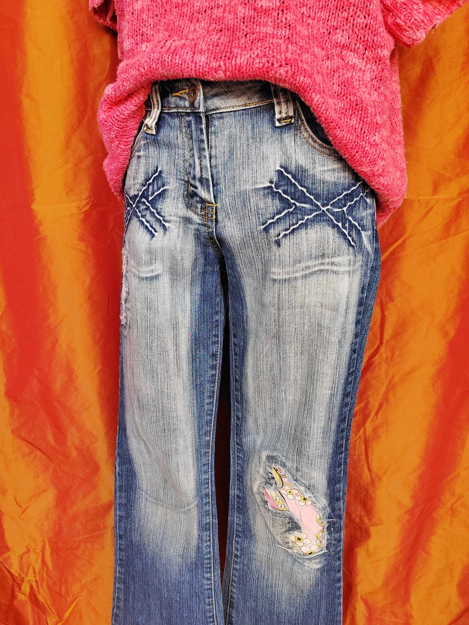 Jean bleu à empiècements - T36