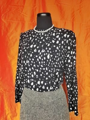 Pull fin à motifs noir et blanc - T38/40