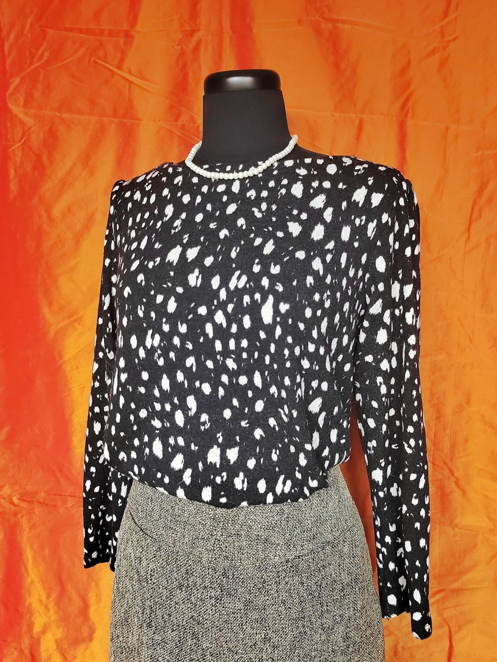 Pull fin à motifs noir et blanc - T38/40