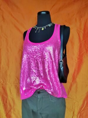 Ibiza top à sequins roses - T38