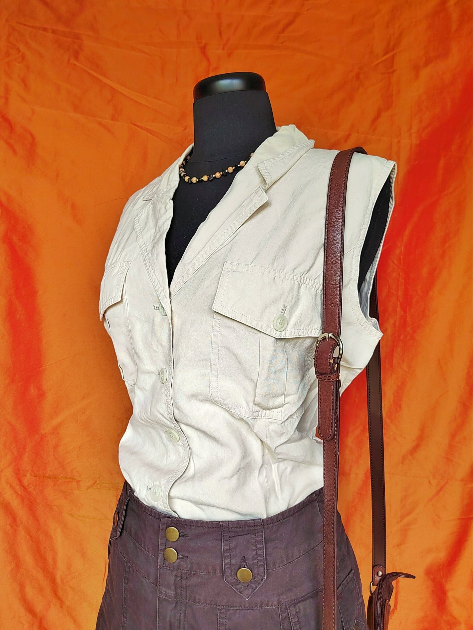 Veste sans-manches beige