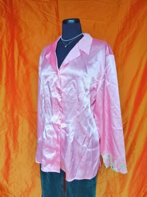Haut de pyjama rose en satin - T46