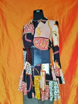 Robe marron effet patchwork - T34/36