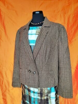 Blazer court marron pied de poule - T46