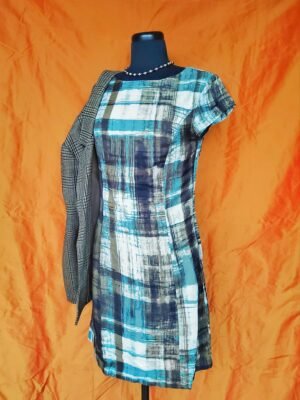 Robe à motifs abstraits soie et laine - T36