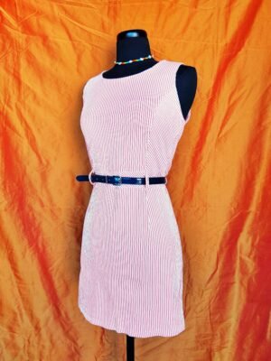 Robe blanche à rayures rouges - T38