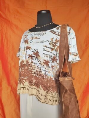 T-shirt marron et blanc motif îles - T40/42