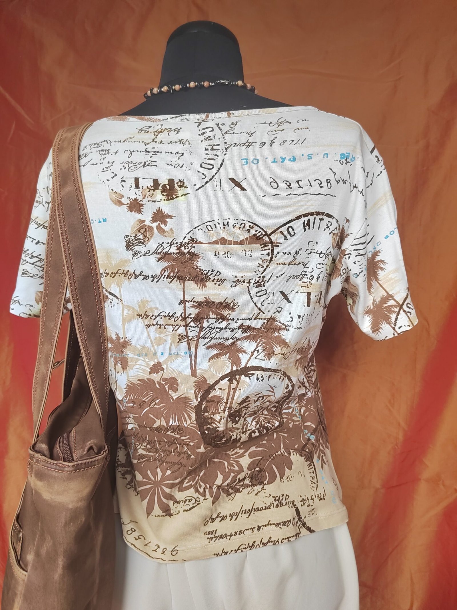 T-shirt marron et blanc motif îles - T40/42 – Image 2