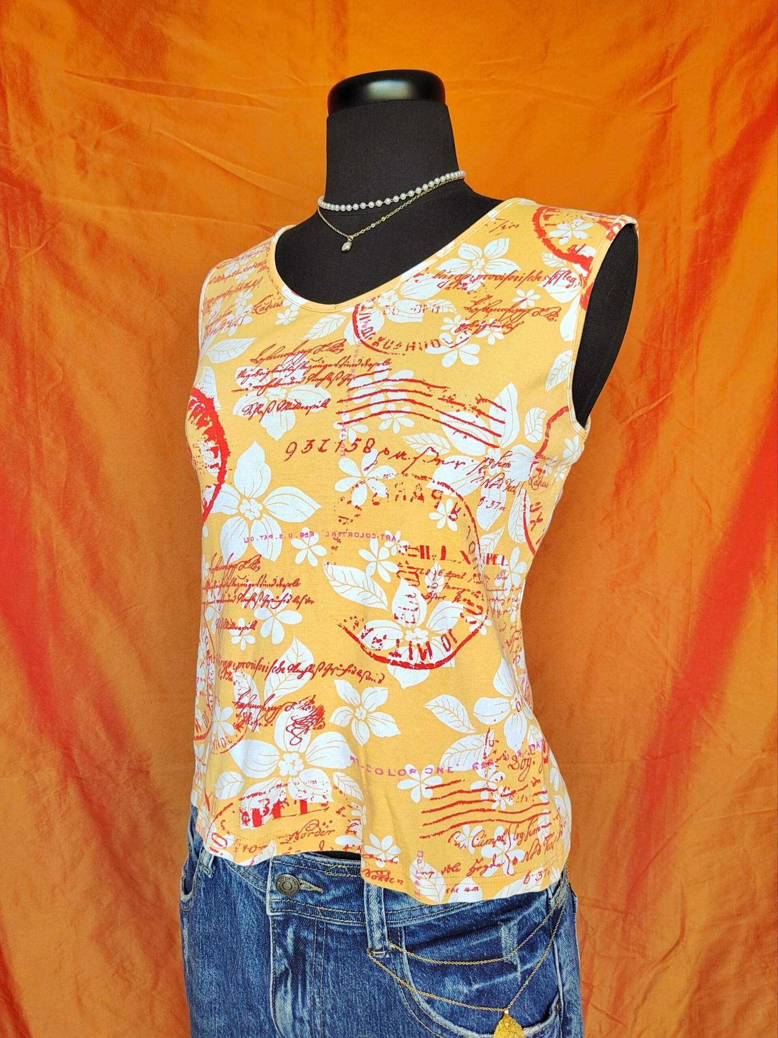 T-shirt orange motif îles - T38/40
