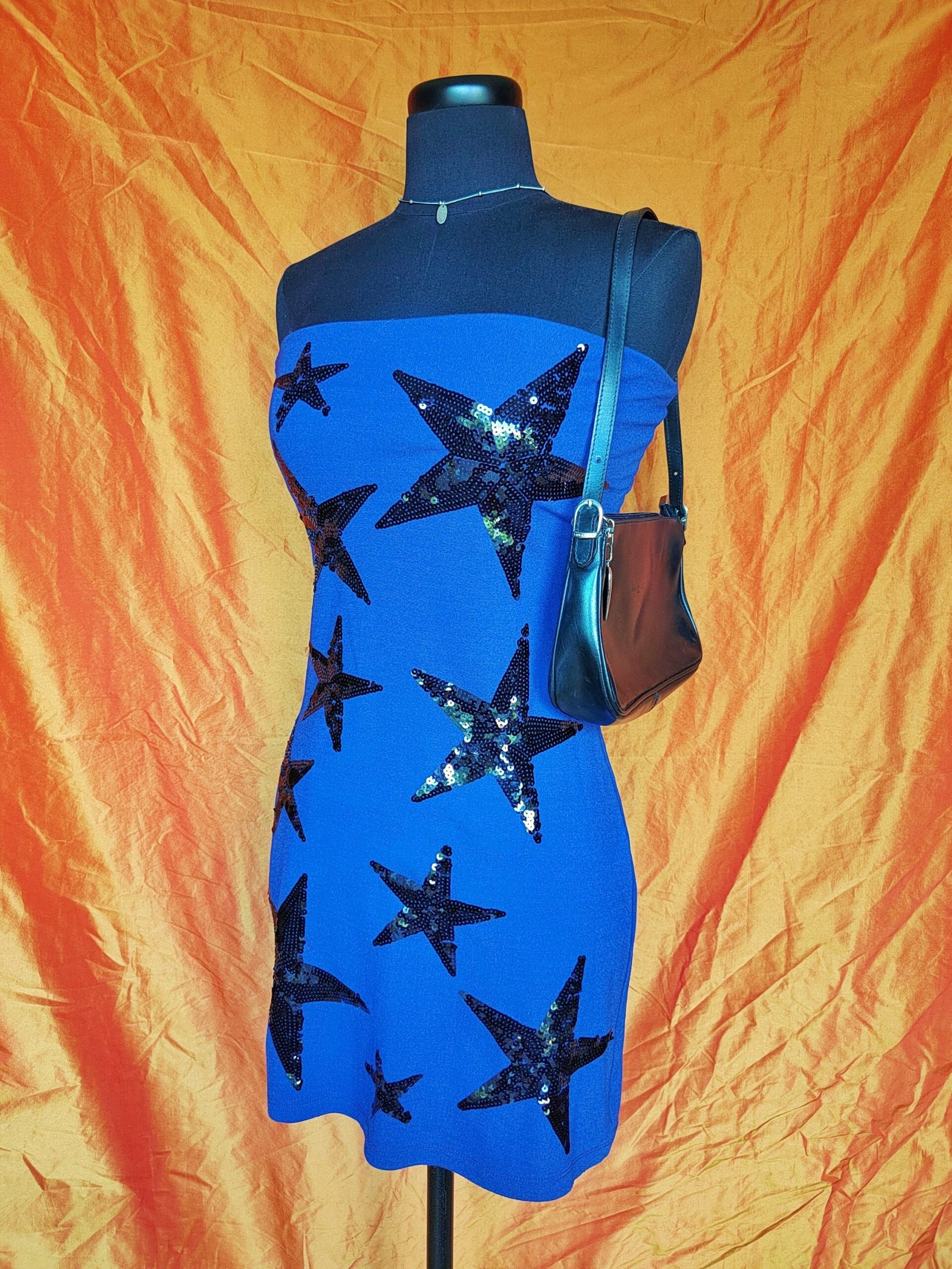Robe bustier bleue à sequins - T36