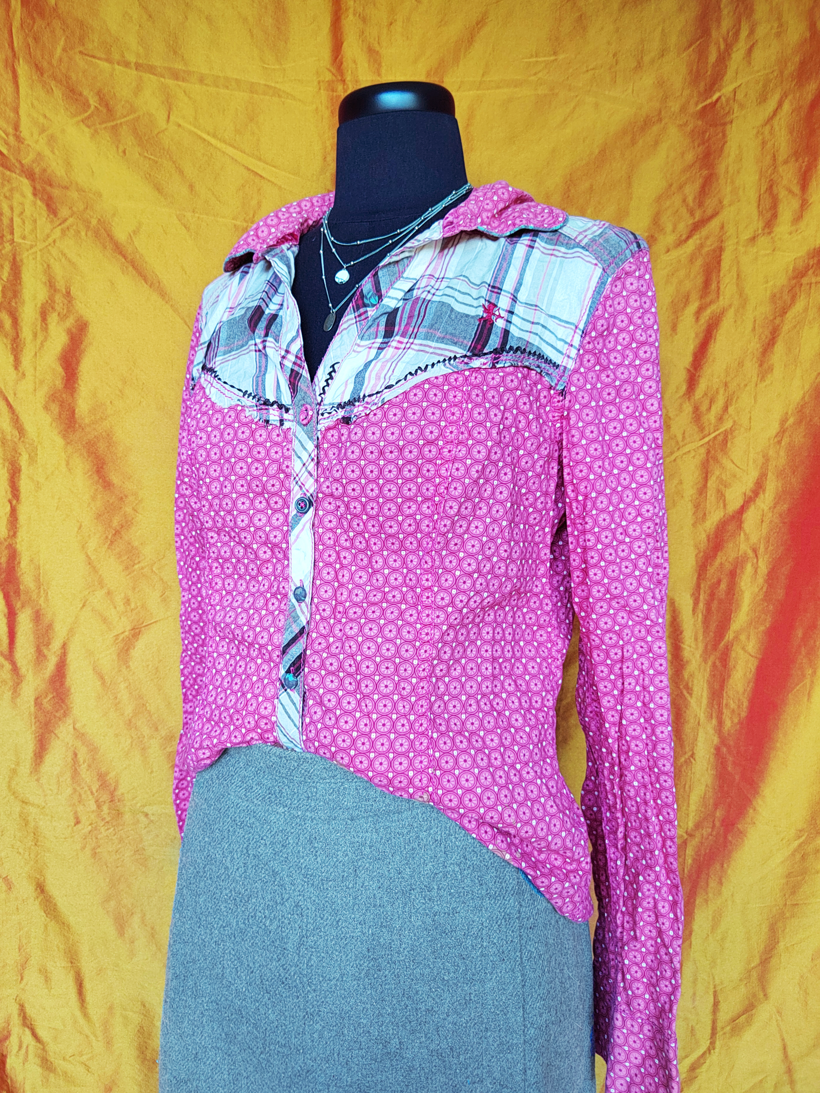 Chemise rose à empiècements - T36/38