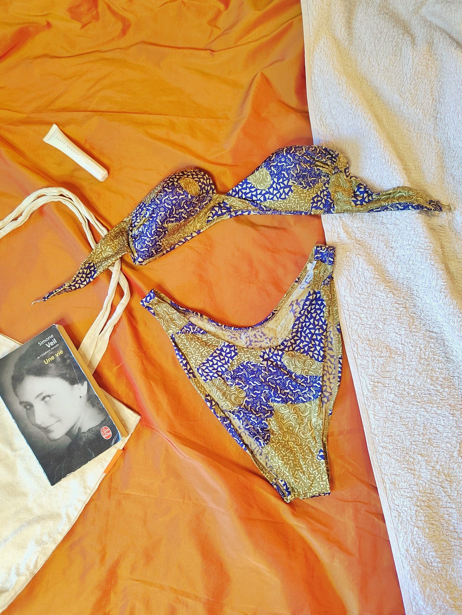 Maillot de bain bleu et marron/doré - T36/38