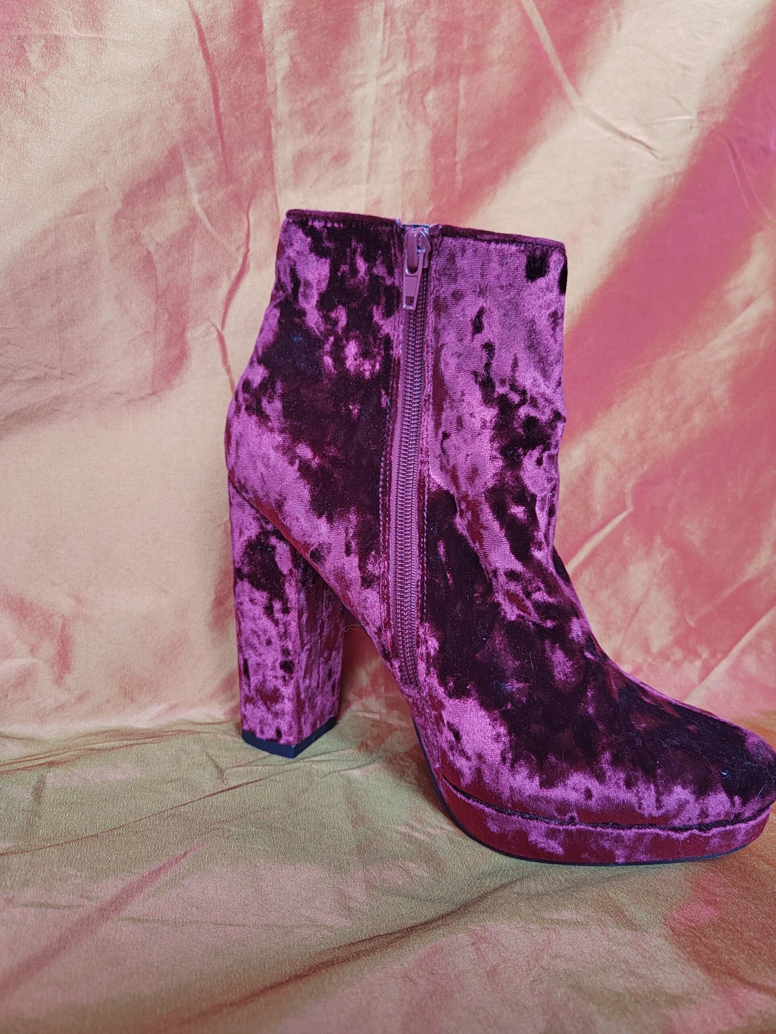 Bottines en velours prune - T40 – Image 2