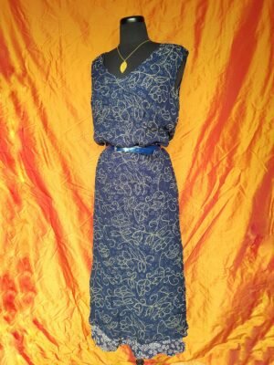 Robe longue marine à motifs - T44/46