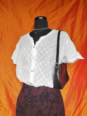 Blouse blanche à pois - T46/48