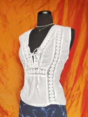 Blouse blanche broderie - T40/42