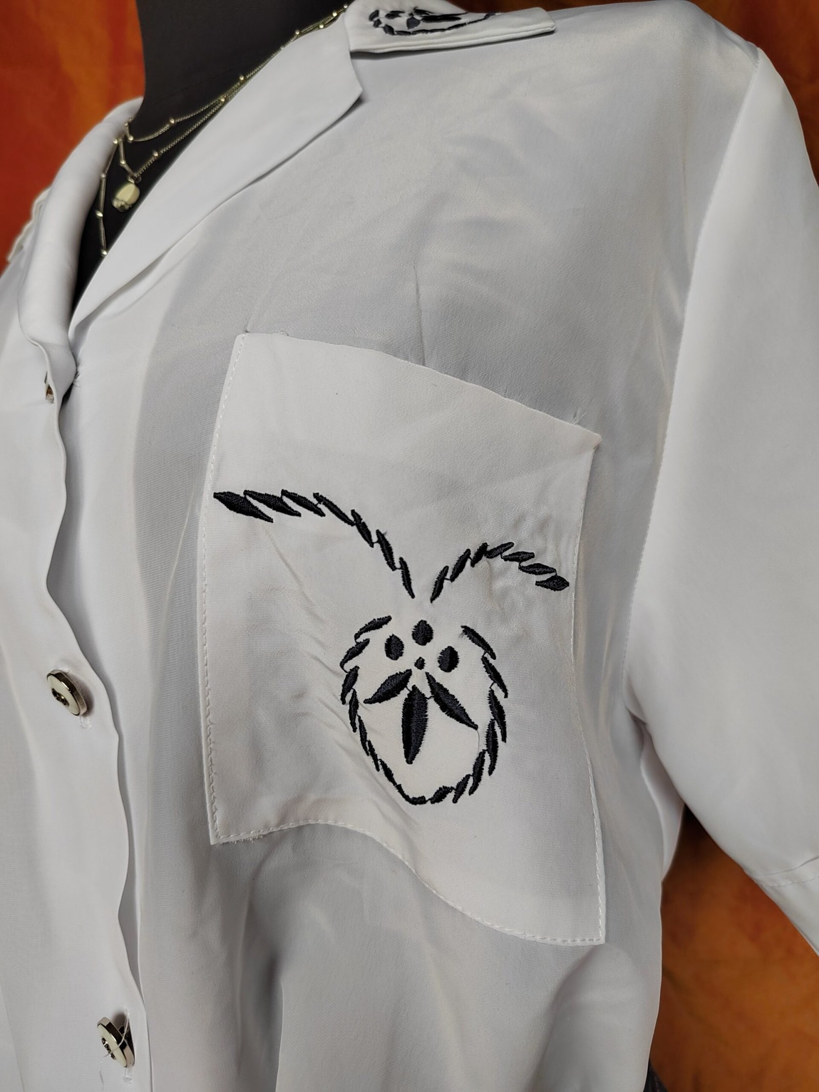 Chemise blanche broderie bleu marine - T46/48 – Image 7