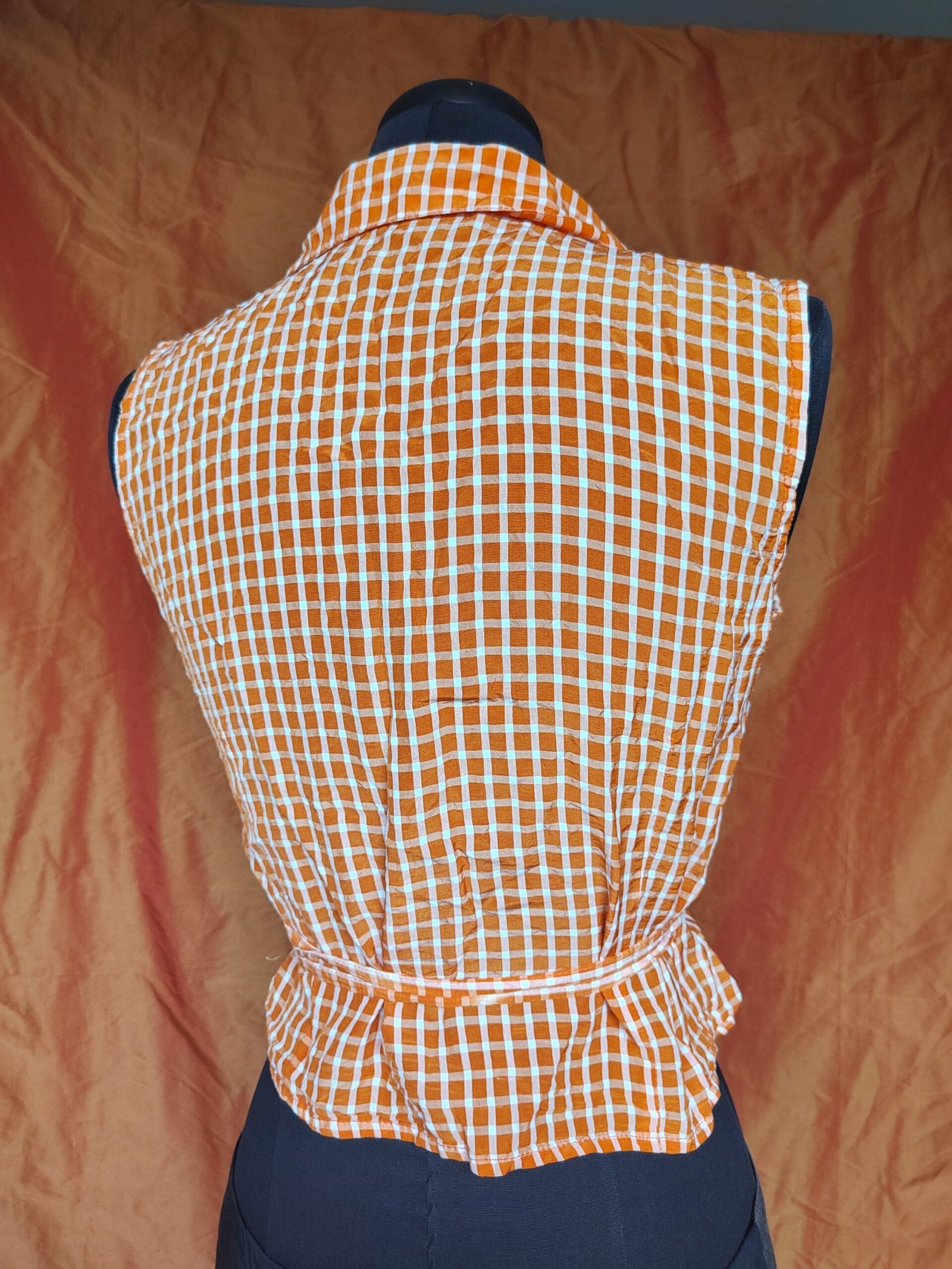 Chemisier orange à carreaux - T38/40 – Image 2