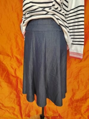 Jupe évasée en denim bleu marine - T42