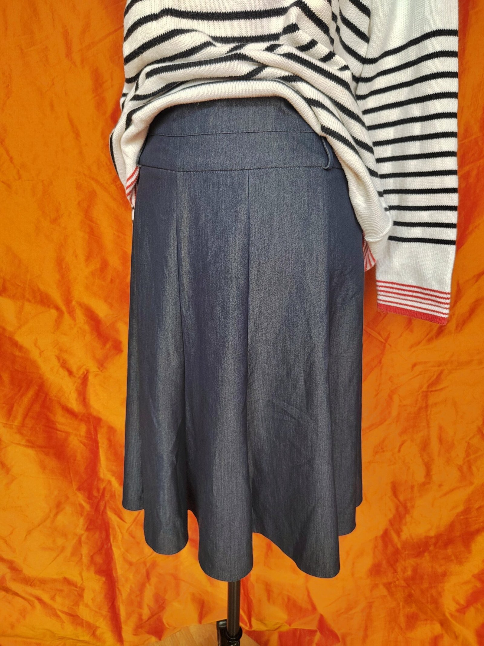 Jupe évasée en denim bleu marine - T42
