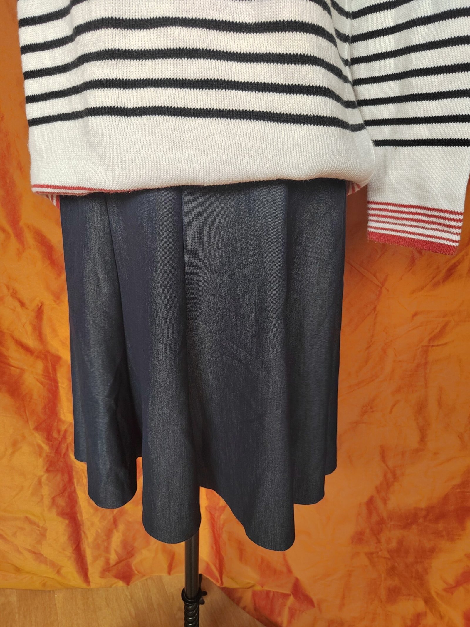 Jupe évasée en denim bleu marine - T42 – Image 5
