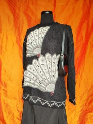 Pull gris motif éventail - T38/40
