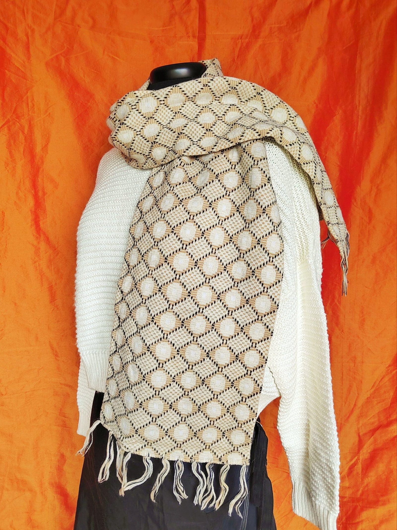Écharpe à motifs beige