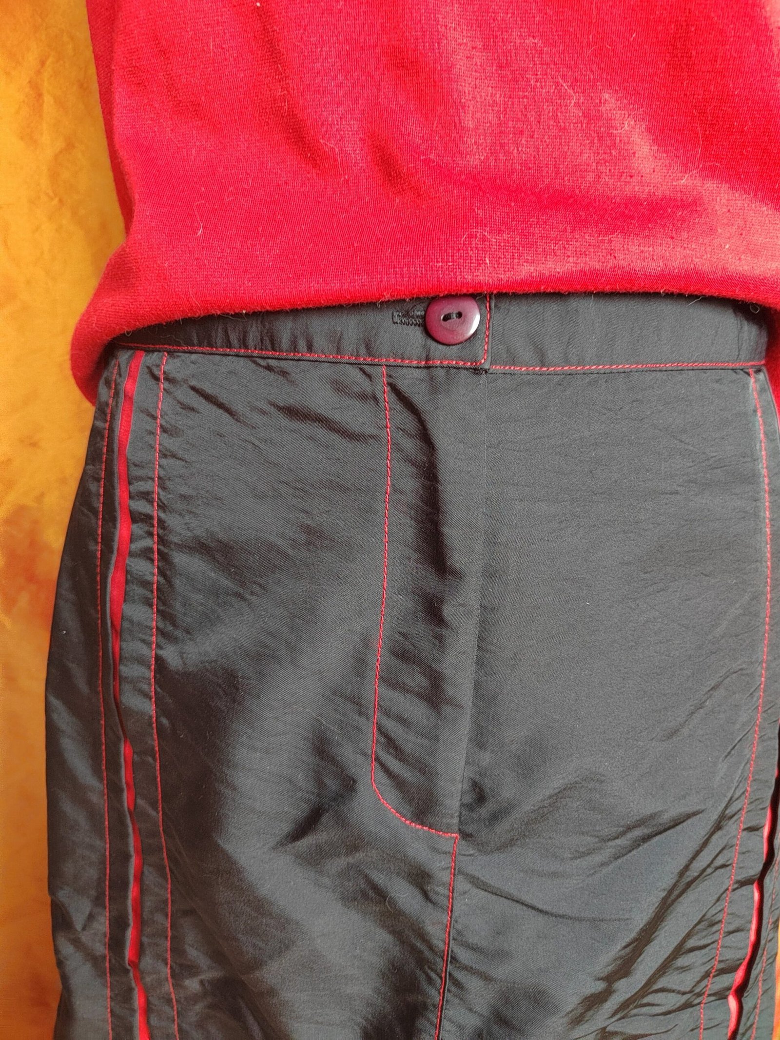 Jupe longue noire et rouge - T46 – Image 8