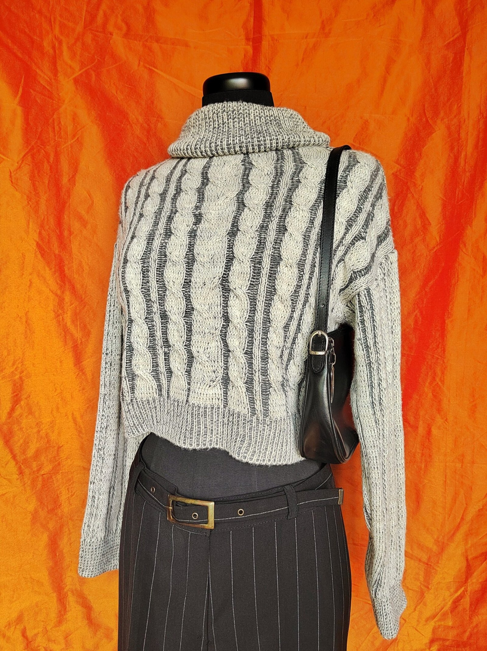 Pull col roulé crop gris - T38/40