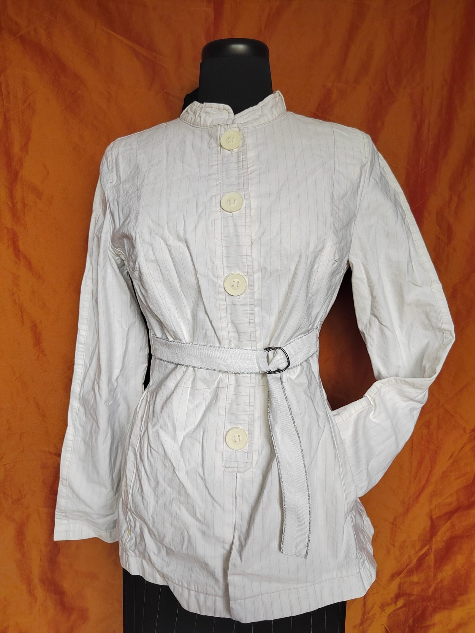 Veste-chemise blanches à rayures pailletées - T38 – Image 10