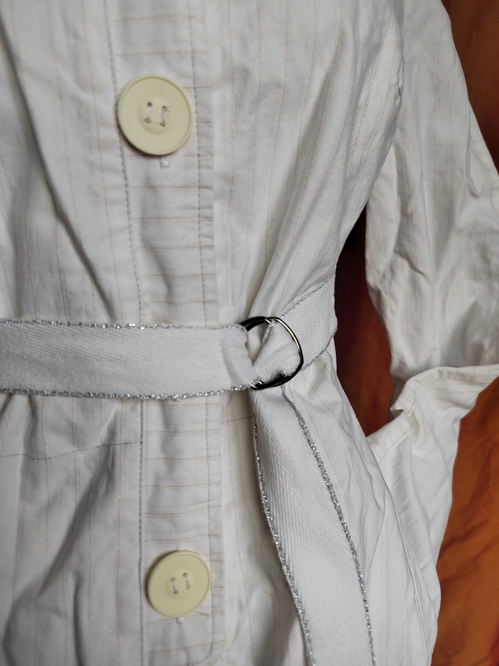 Veste-chemise blanches à rayures pailletées - T38 – Image 9