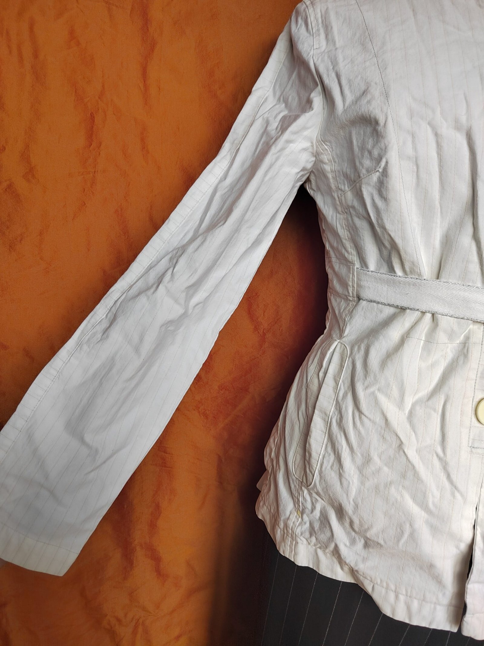 Veste-chemise blanches à rayures pailletées - T38 – Image 6