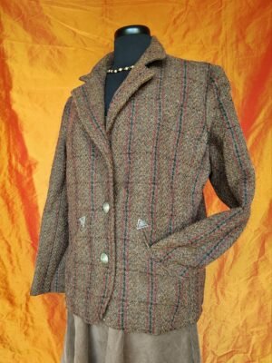 Blazer marron à carreaux upcyclé - T42/44