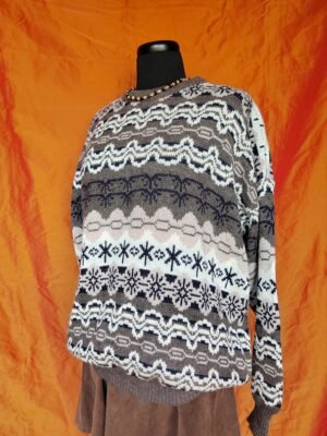 Pull vintage à motifs marron - T42/44