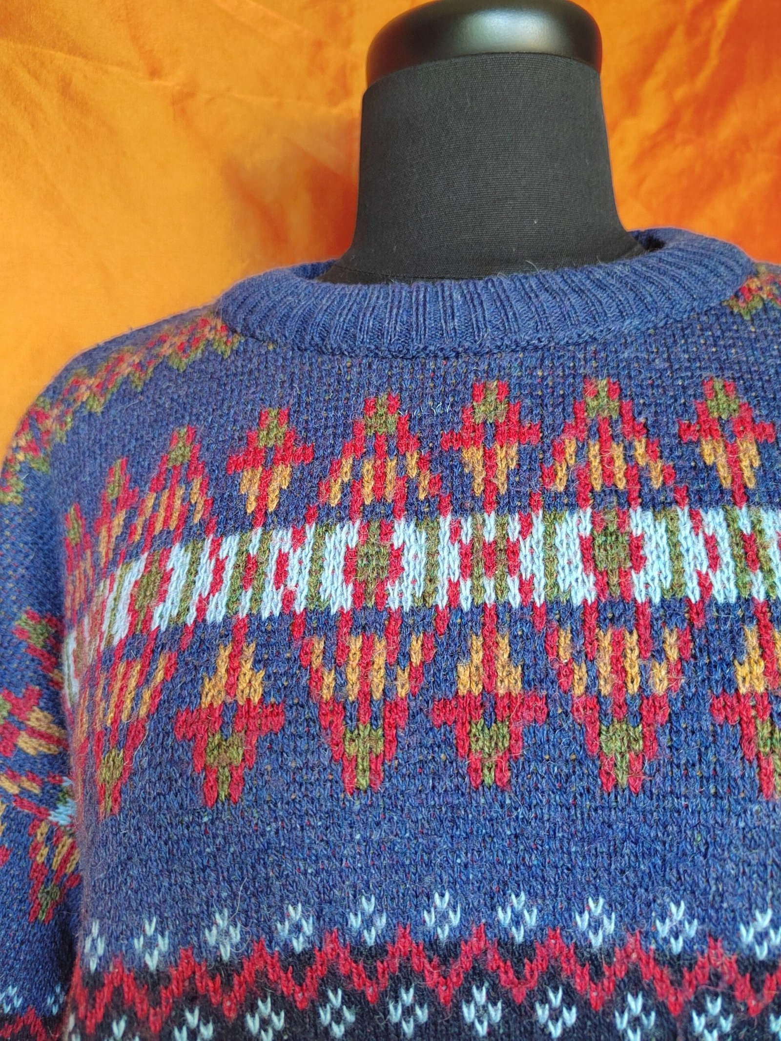 Pull vintage à motifs rouge et bleu - T38/40 – Image 3