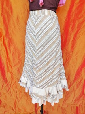 Jupe beige motif chevron - T44