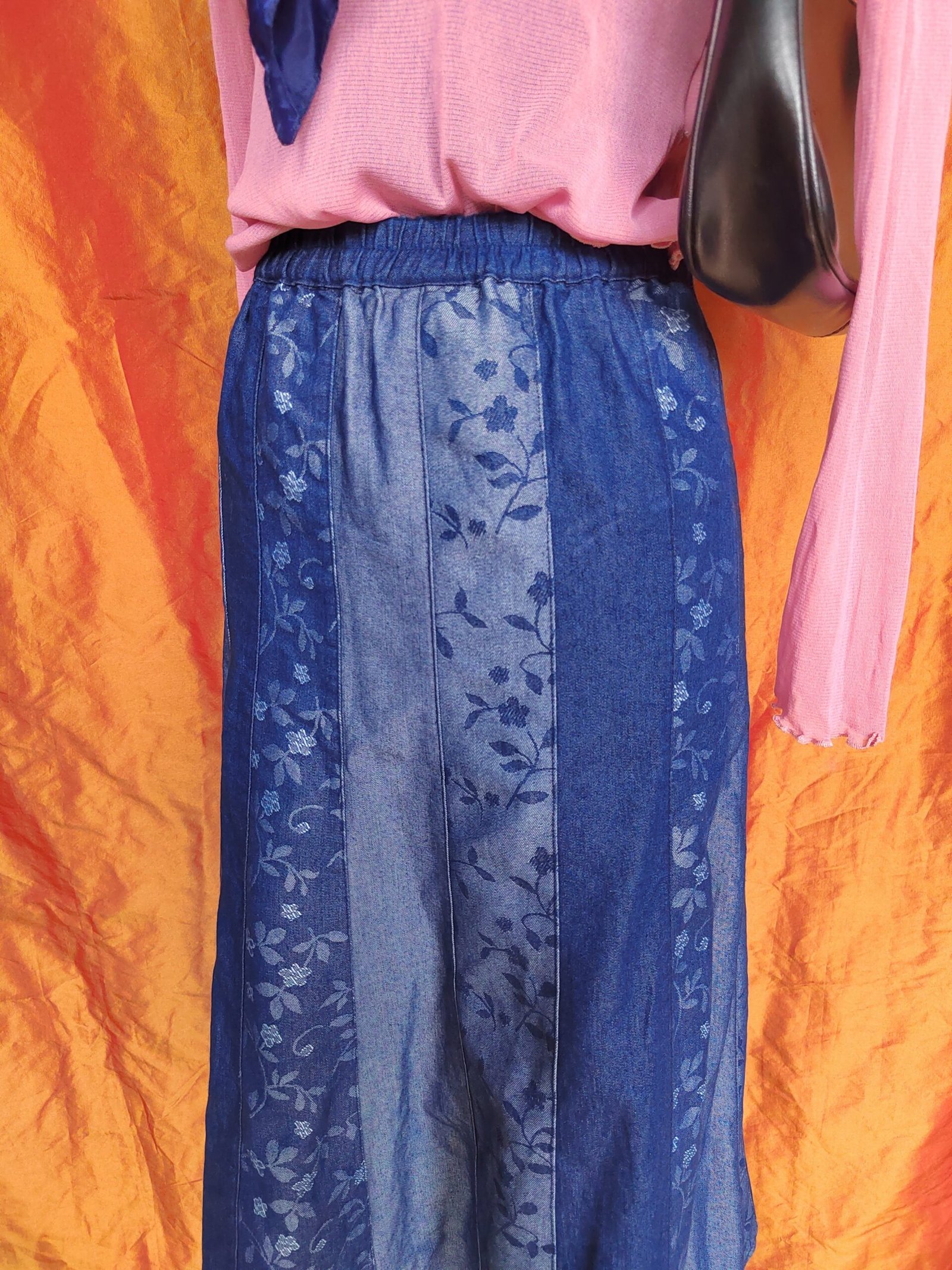 Jupe longue à fleurs en denim - T50/52 – Image 5