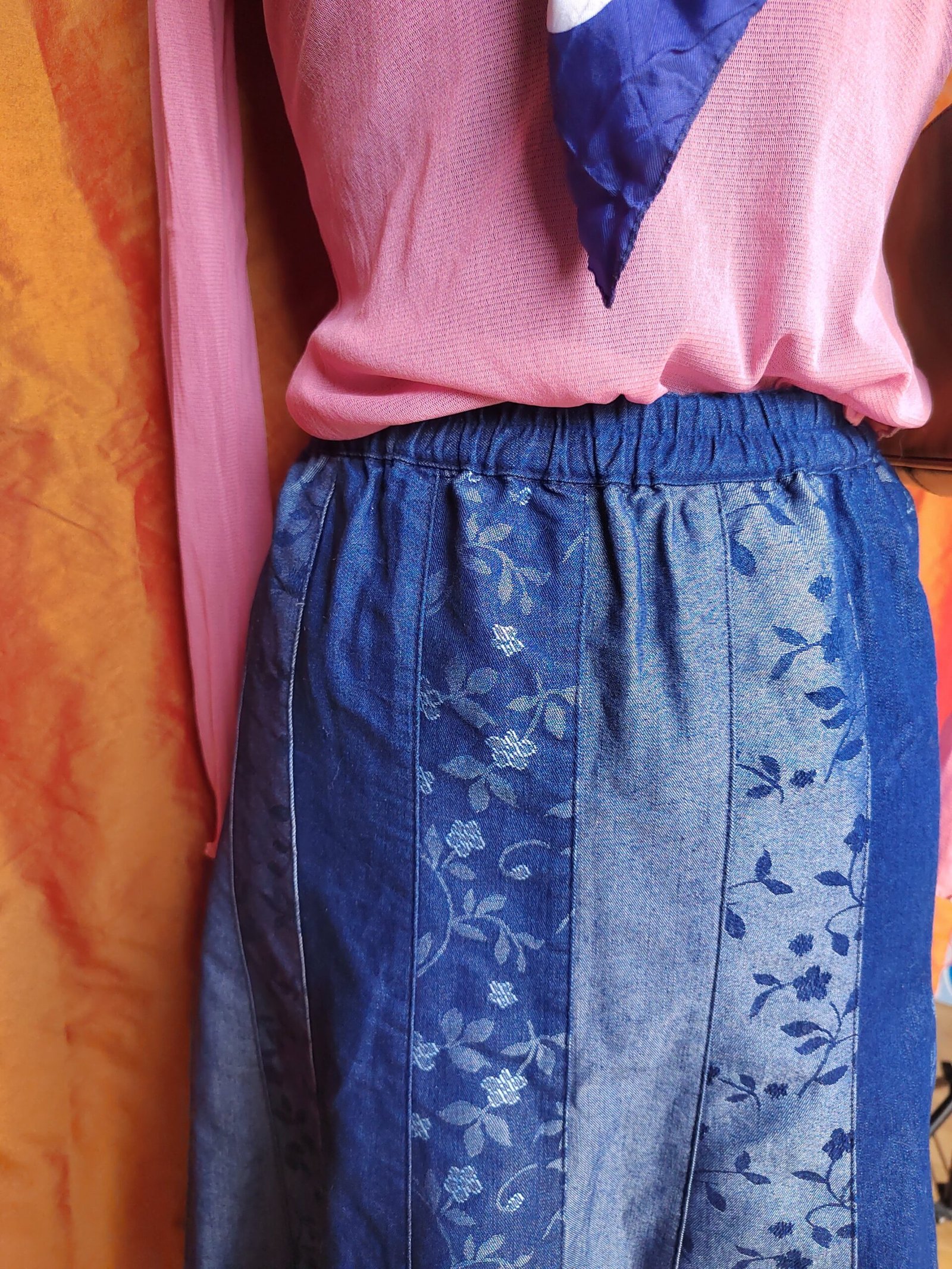 Jupe longue à fleurs en denim - T50/52 – Image 3
